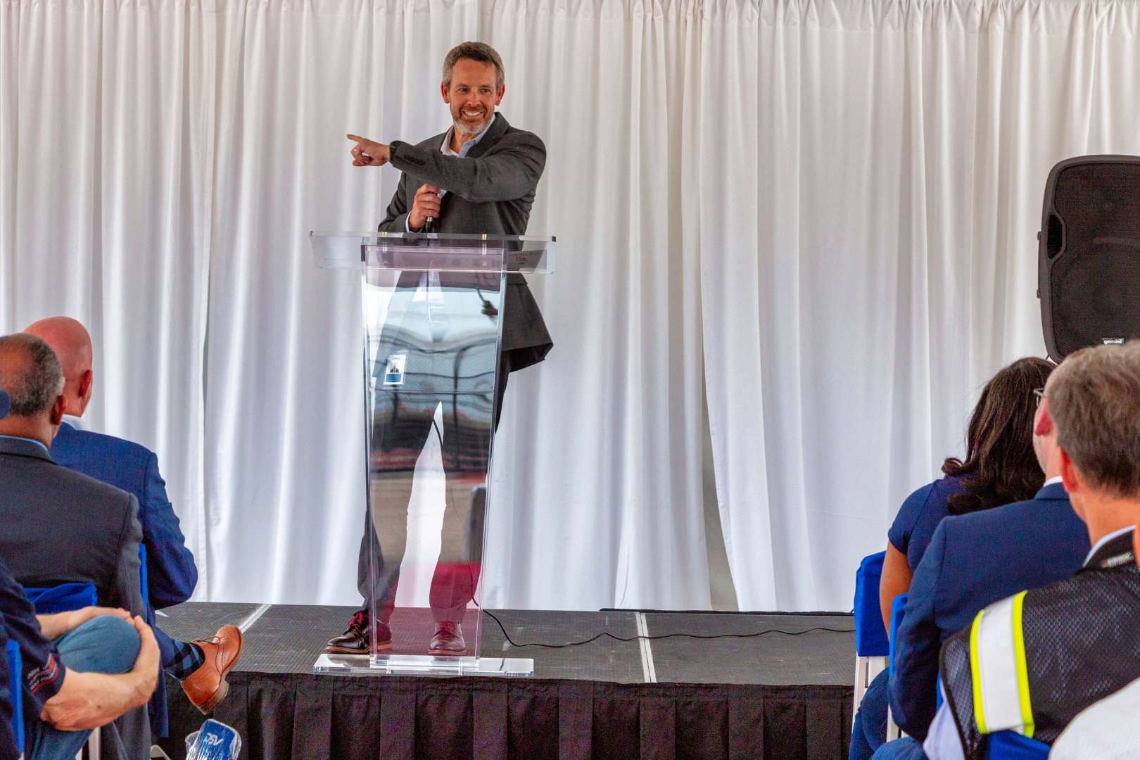 DSV President of Solutions, Josh Summers, giving speech